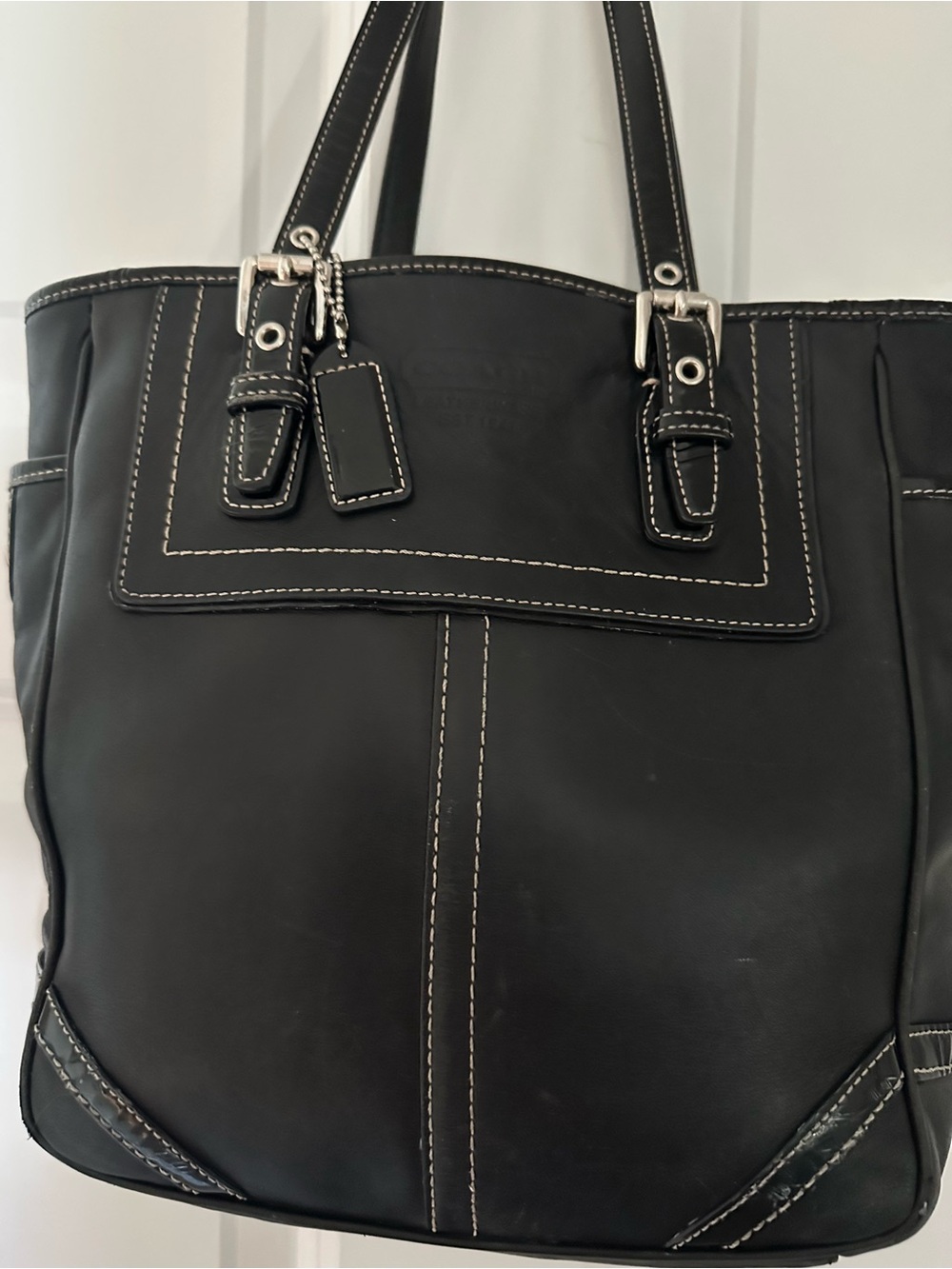 Coach Vintage Leatherware Black Leather Tote Shoulder Bag #F10412